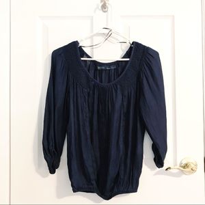 Zara Basic Navy Blue Boho Top